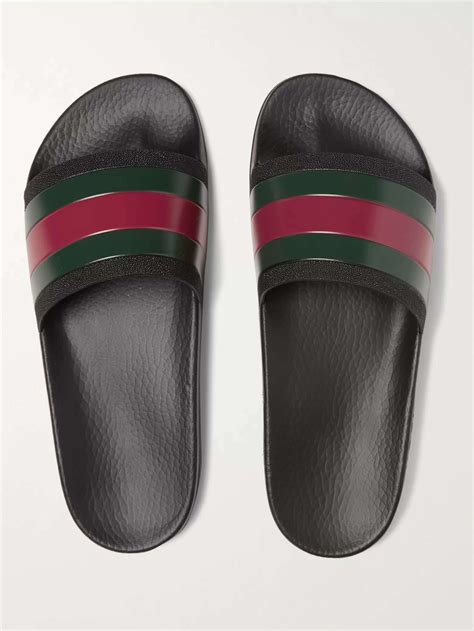 gucci striped rubber slides white|Gucci platform slides black.